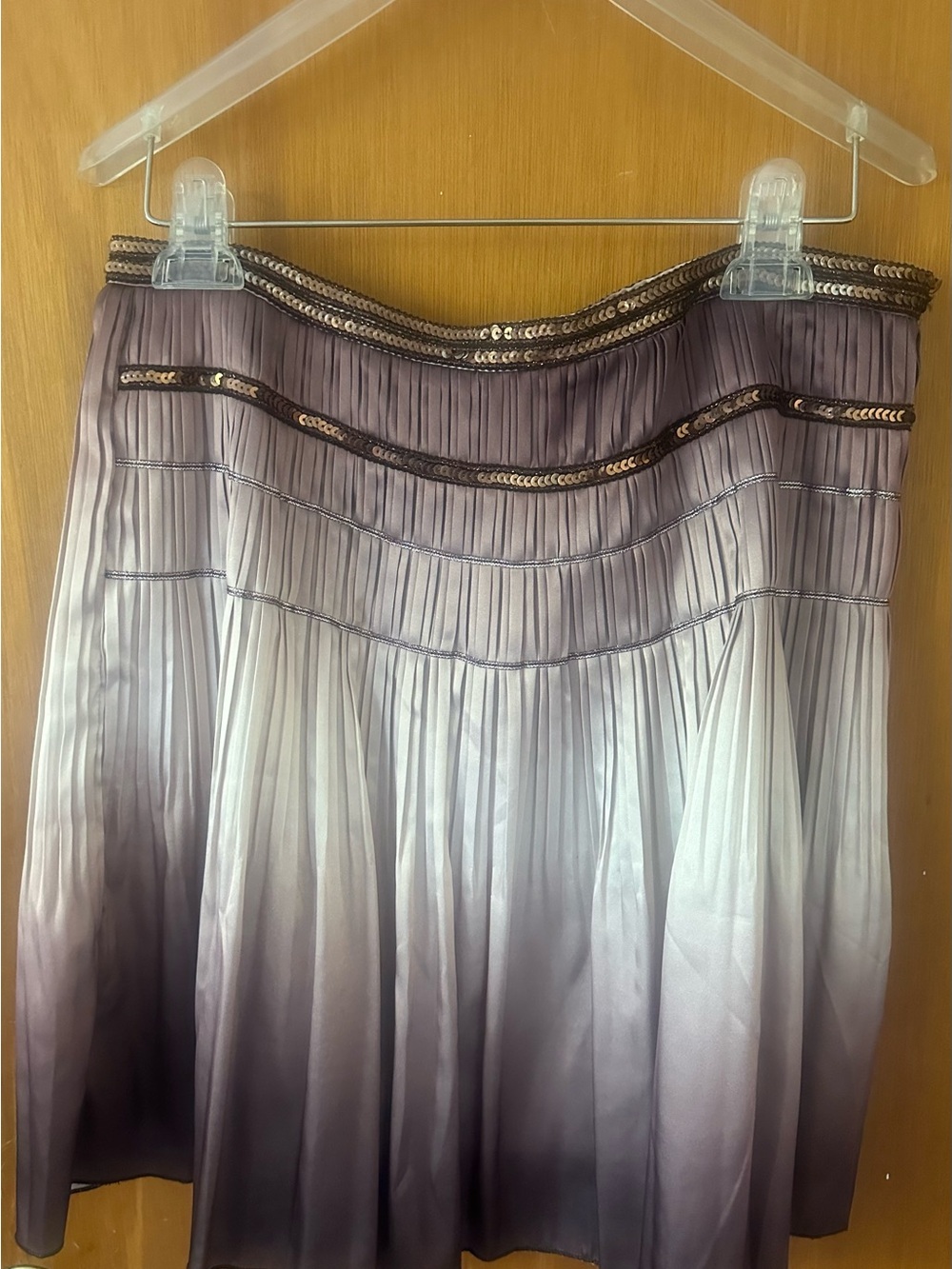 Vintage Young Essence Ombre Pleated Midi Skirt - Brown Sequin Detail - Large
